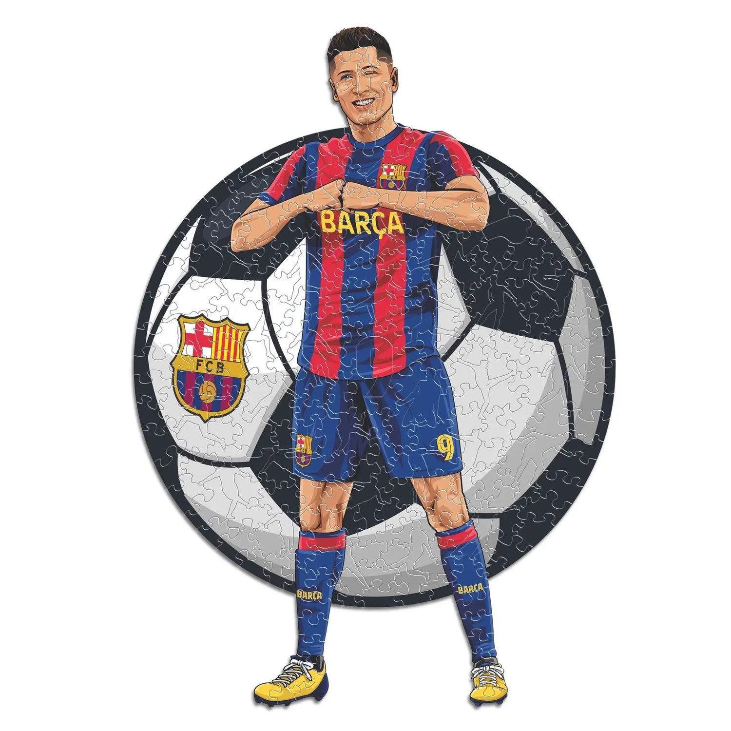 Robert Lewandoski FC Barcelone - Puzzle en bois Puzzle Goals