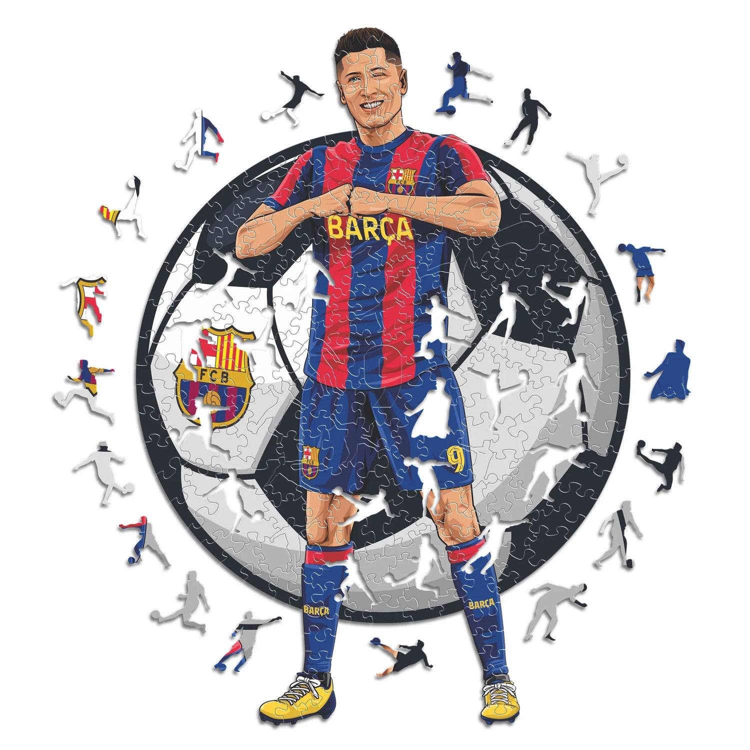 Robert Lewandoski FC Barcelone - Puzzle en bois