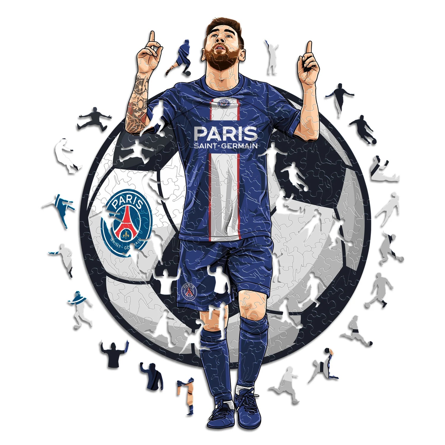 Lionel Messi PSG - Puzzle en bois